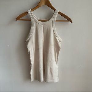 H&M Basics Ribbed Knit Racer Tank in Cream - S